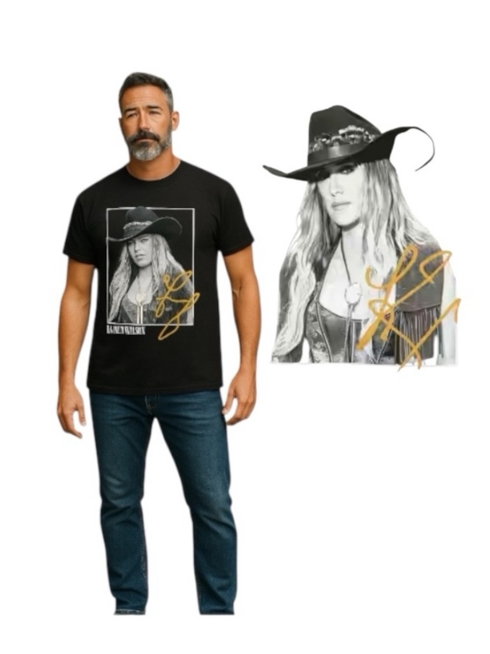 Lainey Wilson Black Graphic Tee with Signature Design